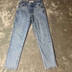 GARAGE Denim Mom Jeans Light Wash Frayed Hem Size 01 25